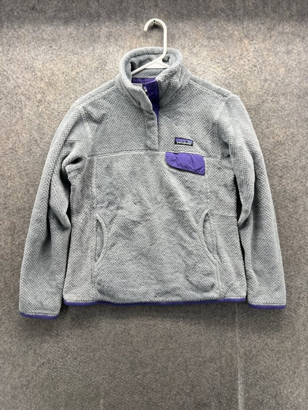 Patagonia Jacket Womens Small Gray Fleece Pullover Snap Pocket Hiking Outdoor